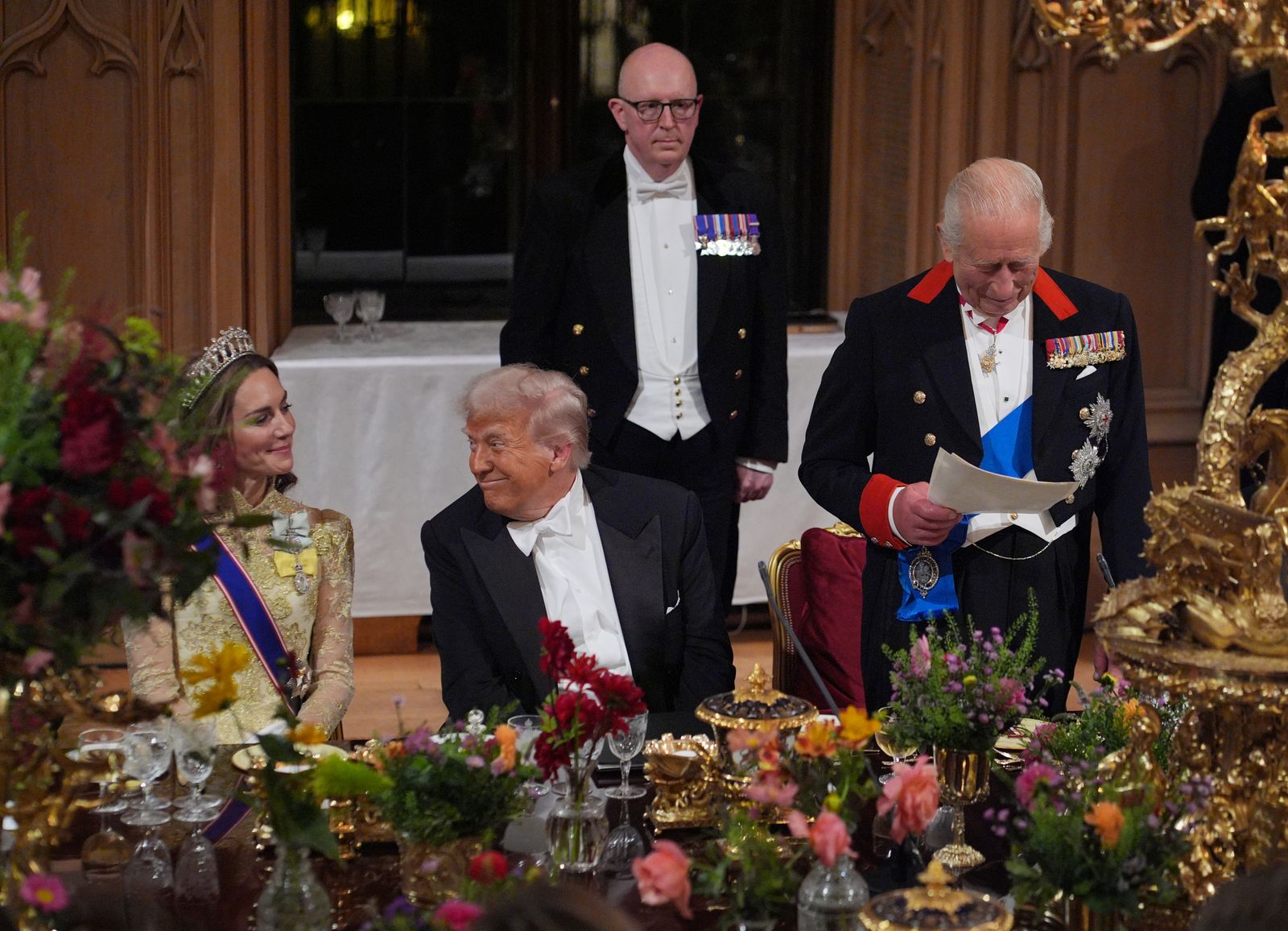 Le roi Charles III prononce son discours en tant que président Donald Trump et Catherine Princess of Wales écouter pendant l'État ...